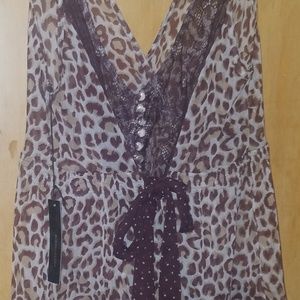 BCBG Leopard Sheer Top